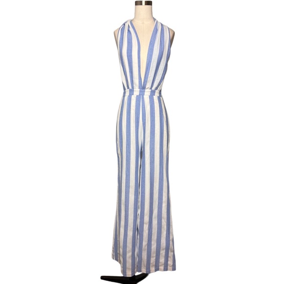 Superdown Kia Striped Jumpsuit in Blue & White - Picture 4 of 7